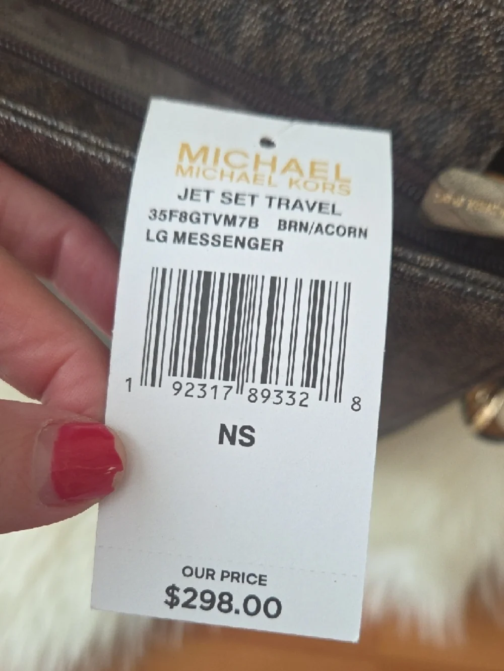 NWT Michael Kors Brown Tan Signature Jet Set Travel Large Messenger Bag